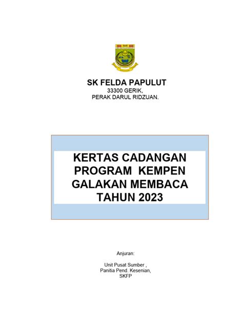 Kertas Kerja Program Kempen Galakan Membaca Sk 2023 Pdf