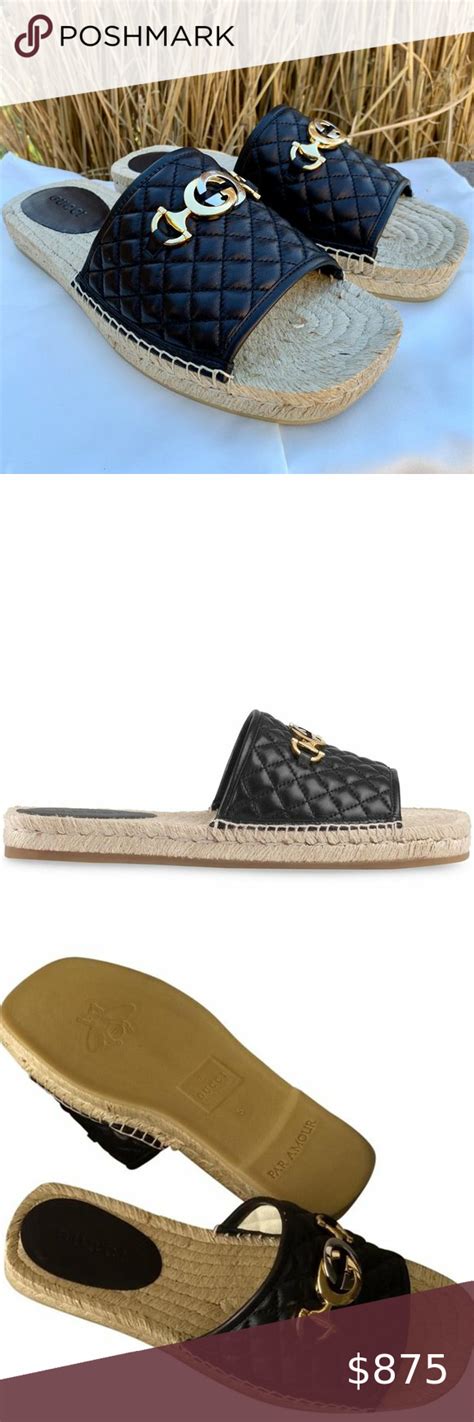 Gucci Horsebit Quilted Espadrille Slide Sandals Gucci Heels