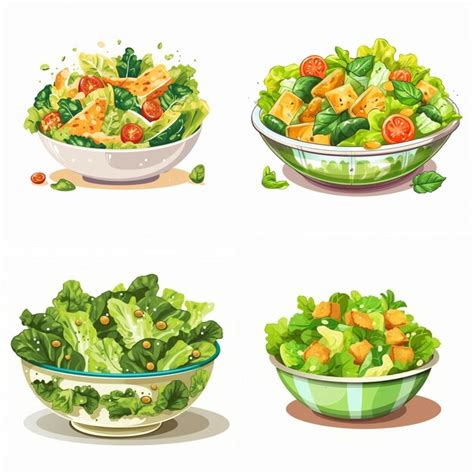 Premium Vector Bohemian Vector Caesar Salad On White Background