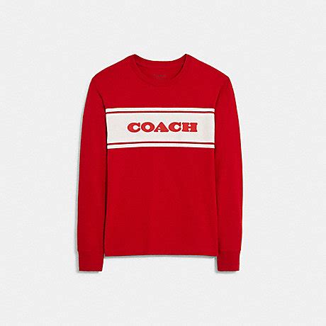 COACH Ce420 - SPORTY COACH LONG SLEEVE SHIRT - RED | COACH WOMEN