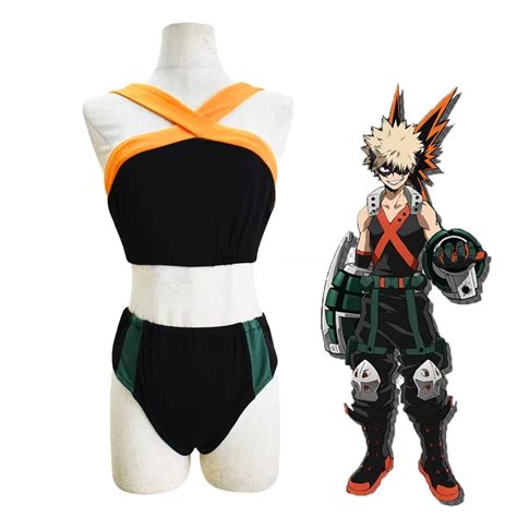 Anime Boku No Hero Academia Bakugou Katsuki Cosplay Swimsuits Girls Katsuki Bakugou Bikini Split