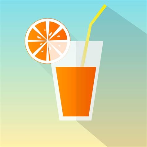 Premium Vector Orange Juice Glass Flat Icon With Long Shadow Vector Illustration