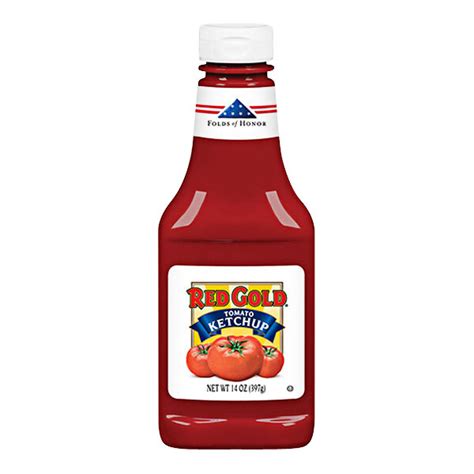 Red Gold 33% Fancy Tomato Ketchup 14 oz. Squeeze Bottle - 24/Case