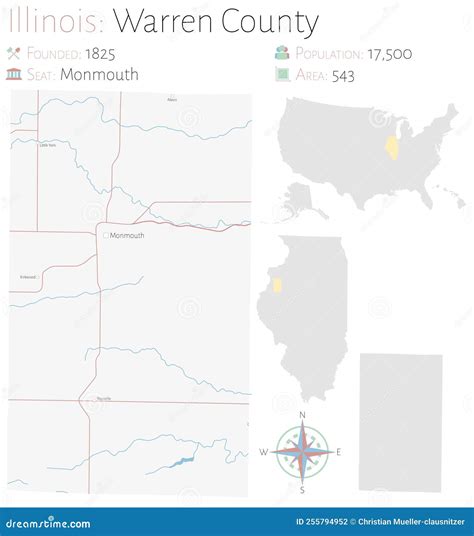 Mapa Do Condado De Warren Em Illinois Ilustra O Do Vetor Ilustra O