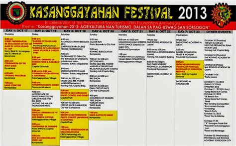 Byahero Kasanggayahan Festival 2013 Schedule Of Activities