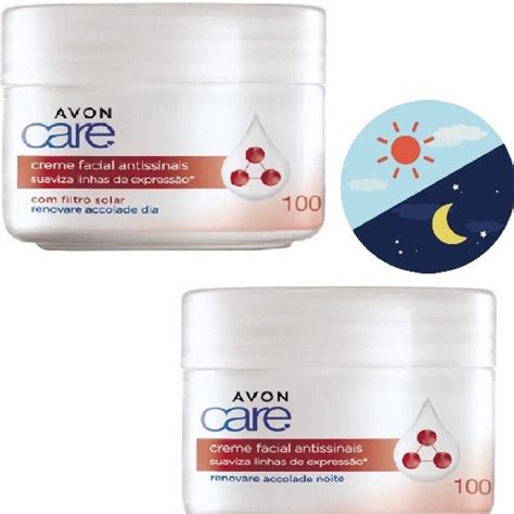 Combo Creme Facial Antissinais Avon Care 100g Dia E Noite Renovare