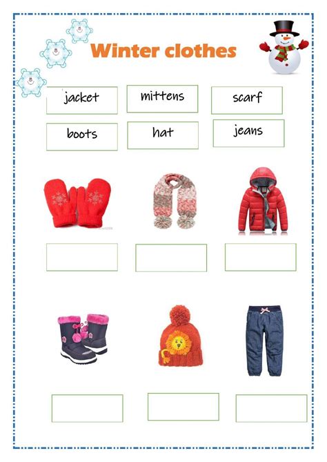 Winter Clothes Ficha Interactiva Y Descargable Puedes Hacer Los Ejercicios Online O Descargar