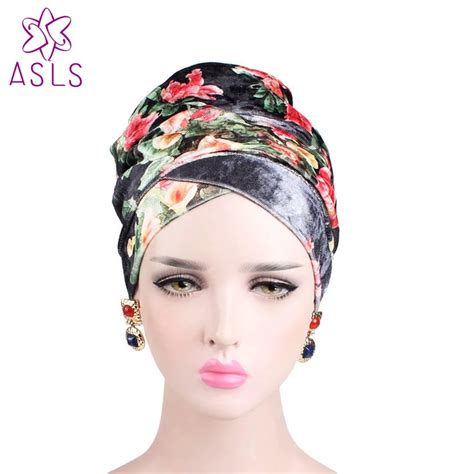 New Arrivial Luxury Ladies Floral Velvet Long Turban Hijab Extra Long Head Wrap Headscarf