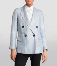 Womens Peserico Blue Linen Blend Double Breasted Blazer Harrods Uk