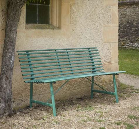 Modern Garden Bench In Painted Metal Park Green Or Dark Grey For