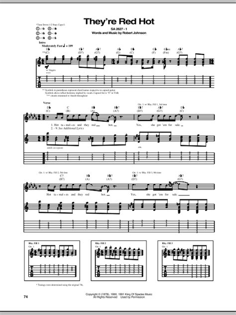 They Re Red Hot By Robert Johnson Guitar Tab Guitar Instructor