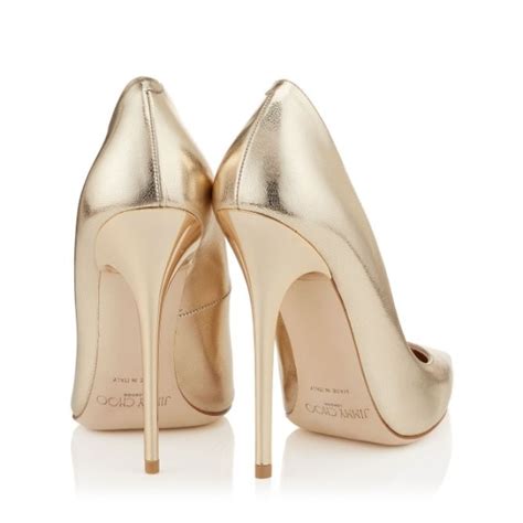 JIMMY CHOO ANOUK Nude Etched Mirror Leather Pointy Toe Pumps Shoes Post
