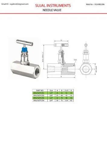 Sujal Instruments Stainless Steel Hex Needle Valve At In Mumbai