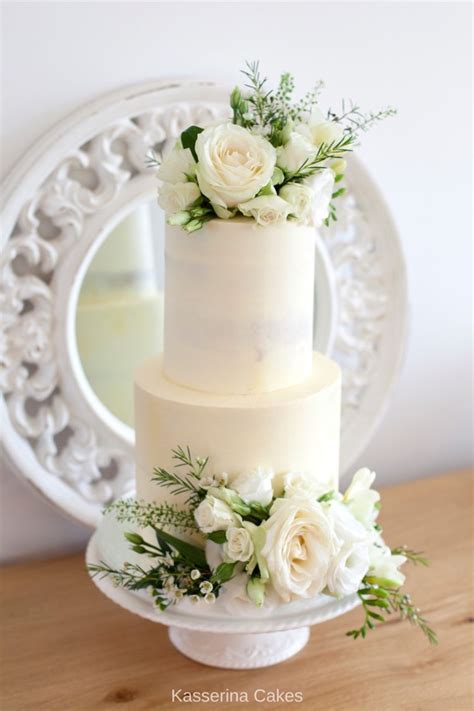 Tier Semi Naked Cake With Fresh Flowers For Intimate Wedding