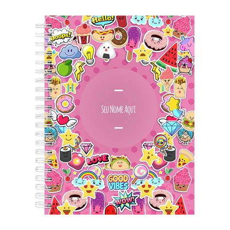 Caderno Personalizado Mat Rias Feminino Stickers Rosa No Elo