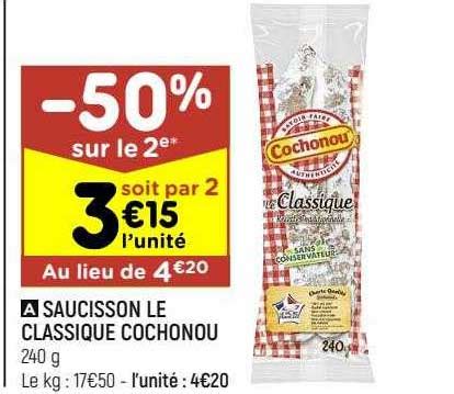 Promo Saucisson Le Classique Cochonou Chez Leader Price Icatalogue Fr