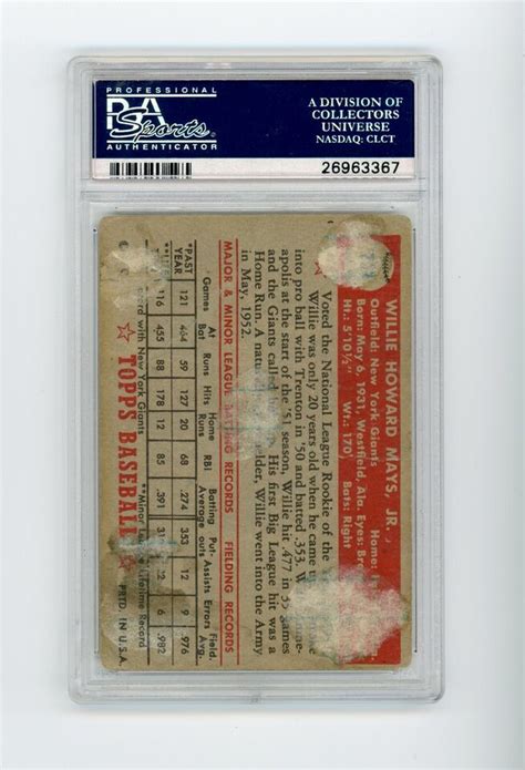 Topps Willie Mays Rookie Psa Giants Hof Goat Rip Ebay