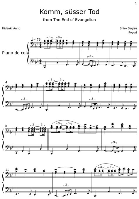 Komm süsser Tod Sheet music for Piano