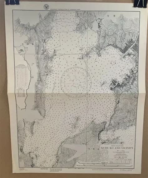 ORIGINAL WWII US Navy Map Of Kure Ko Japan Hydrological Survey