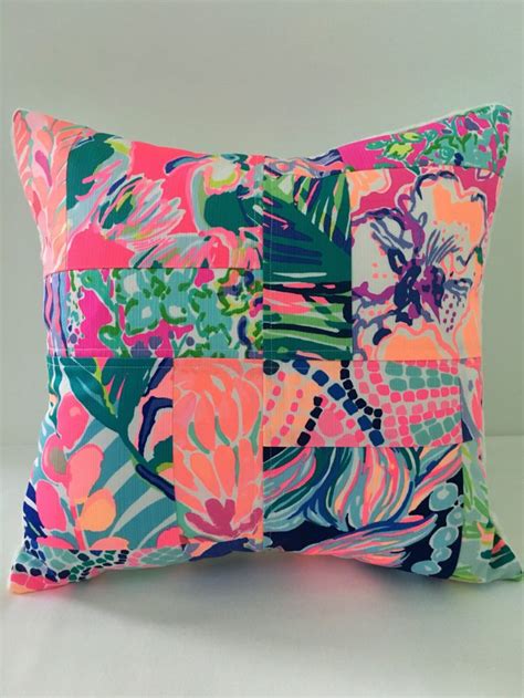 Lilly Pulitzer Pillow Patchwork Pillow Beach House Decor Etsy Lilly