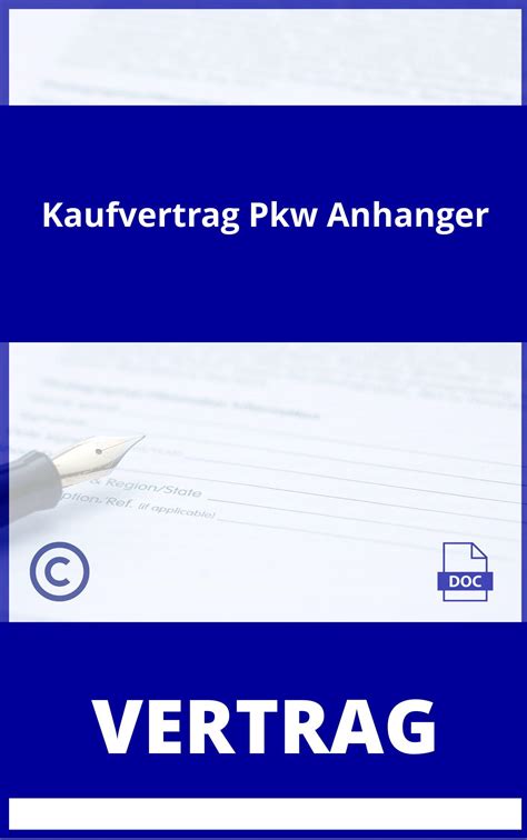 Vorlage Kaufvertrag Pkw Anh Nger Muster Word