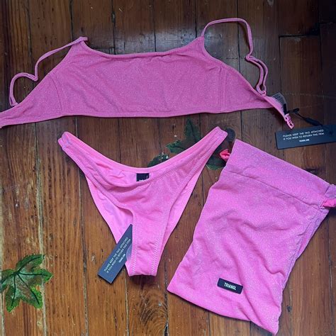 Triangl Pink Sparkle Bikini Set Never Worn Original Depop