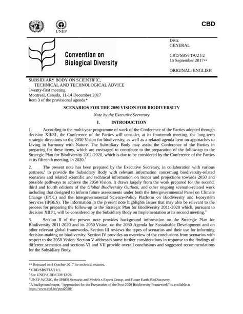 (PDF) Scenarios for the 2050 Vision for biodiversity...Sustainable ...