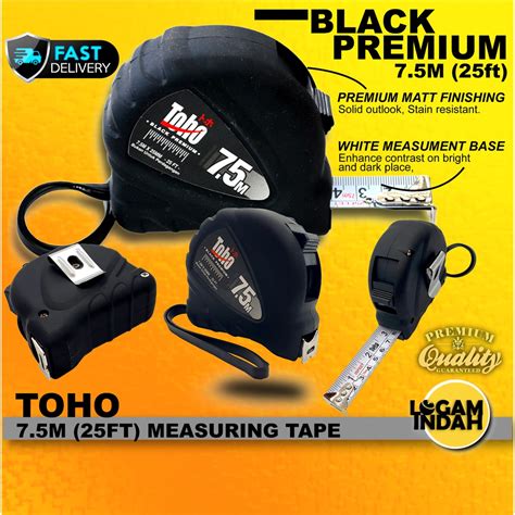 TOHO BLACK PREMIUM MEASURING TAPE 7 5M 25 MEASUREMENT TAPE TALI