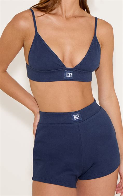 PLT Short De Pyjama Boxer Tonal Bleu Marine À Emblème É Lingerie Pyjamas PLT FR
