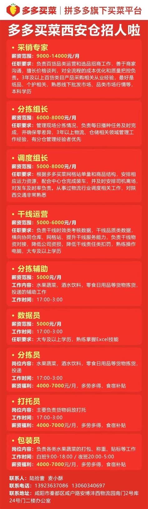 西安市倡议市民参与快递外卖配送 陕西多多买菜众多岗位等你来县城延安榆林