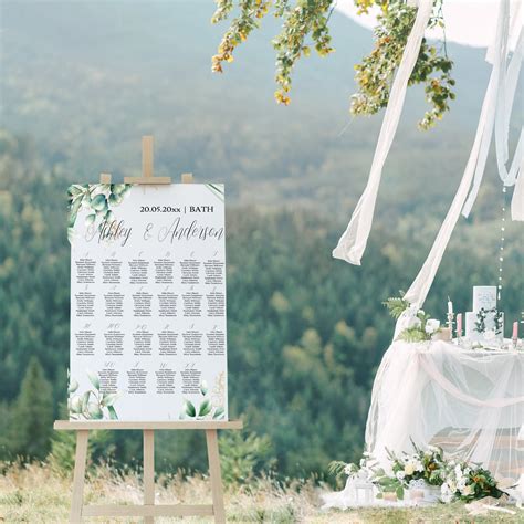 Greenery Seating Chart, Wedding Seating Chart, Alphabetical Seating