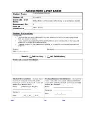 BSBLDR401 Assessment Task 1 Global V1 0 1 1 Docx Assessment Cover