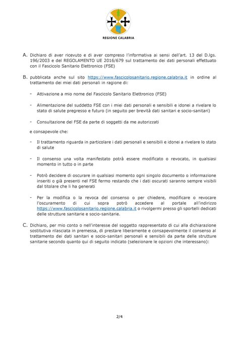 FSE Modulo Per Consenso Trattamento Dati Personali FIMMG Catanzaro