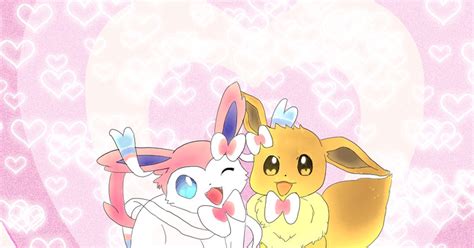 ニンフィア ポケモンイーブイサイズニンフィアとイーブイ Oitanのイラスト Pixiv