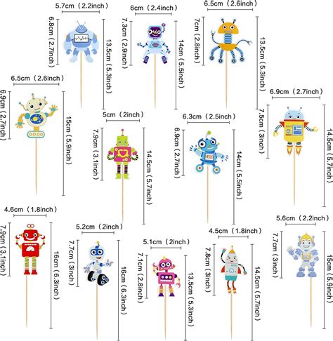 Ercadio Paquete De 36 Adornos Para Cupcakes De Robot De Dibujos