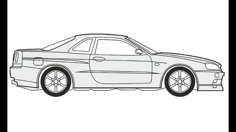 How To Draw A Nissan Skyline Gt R Как нарисовать Nissan Skyline Gt R Youtube