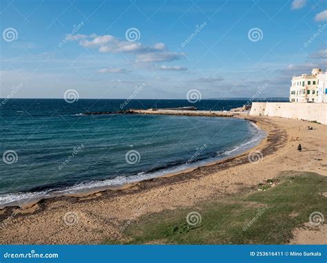 Waterfront And Sandy Beach At Sunny Gallipoli Italy And Seno Della