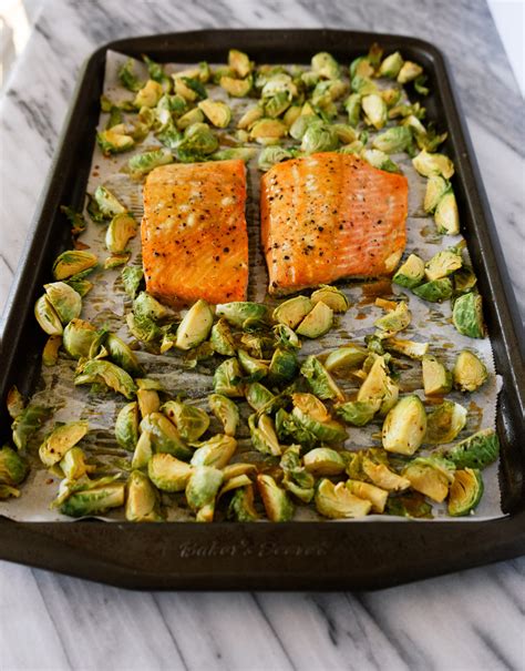 Sheet Pan Maple Dijon Salmon And Brussels Sprouts Mad About Food