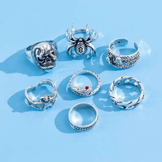 Pcs Set Personality Retro Rings Spider Snake Bat Skull Ring Gothic