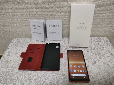 目立った傷や汚れなし美品 SIMフリー SONY Xperia Ace III ブリックオレンジ ワイモバイル版 手帳型ケース付き 新同