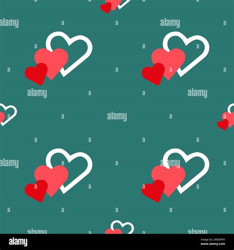 Valentine Day Red Hearts Background Vector Seamless Pattern Stock