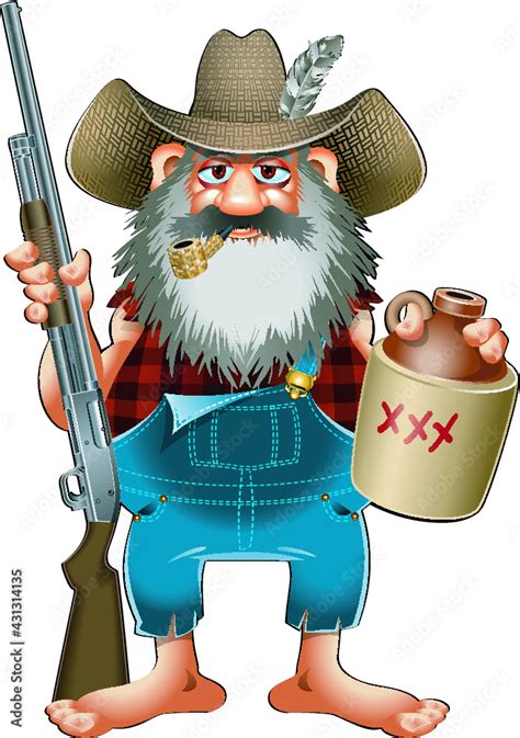 cartoon caricature of hillbilly with shotgun Stock Vector | Adobe Stock