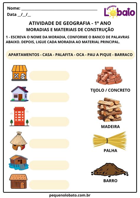 Atividades De Geografia 1 Ano Tipos De Moradia - Atividades de Geografia 1º Ano – Tipos de Moradia e Objetos do Dia a ...