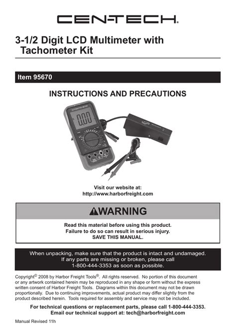 Cen Tech Multimeter Manual