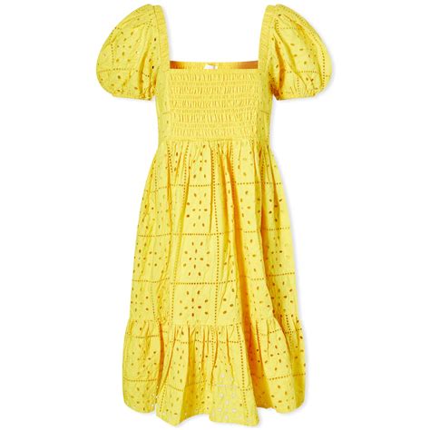 Ganni Broderie Anglaise Mini Dress Maize End Jp