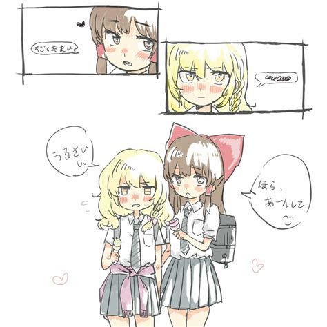 Safebooru 2girls Annoyed Backpack Bag Blonde Hair Blush Bow Braid