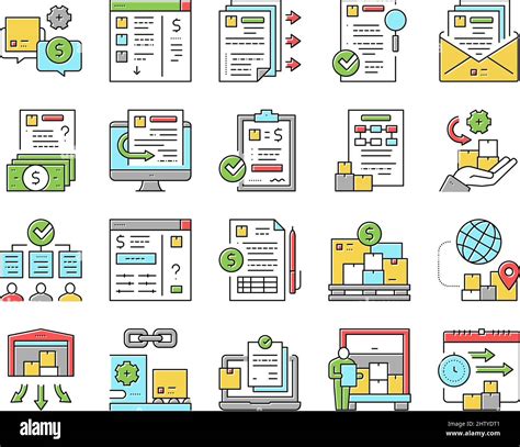 Procurement Process Collection Icons Set Vector Stock Vector Image