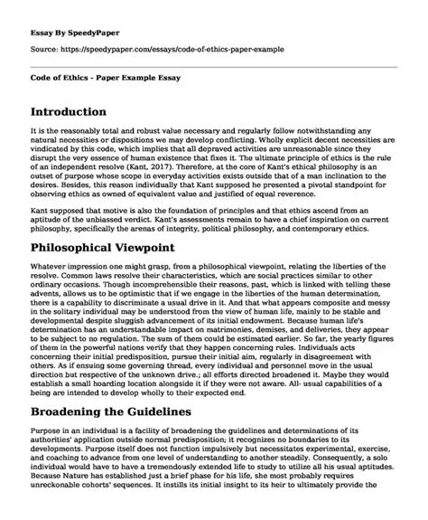 Code Of Ethics Paper Example SpeedyPaper