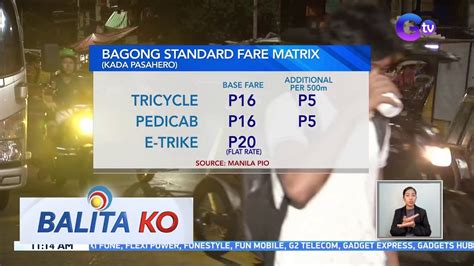 Bagong fare matrix para sa mga pedicab, tricyle, at e-trike, inilabas ...