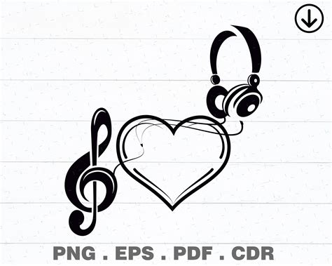 Music Note Heart Svg Heart Svg Png Eps Dxf  Digital Etsy